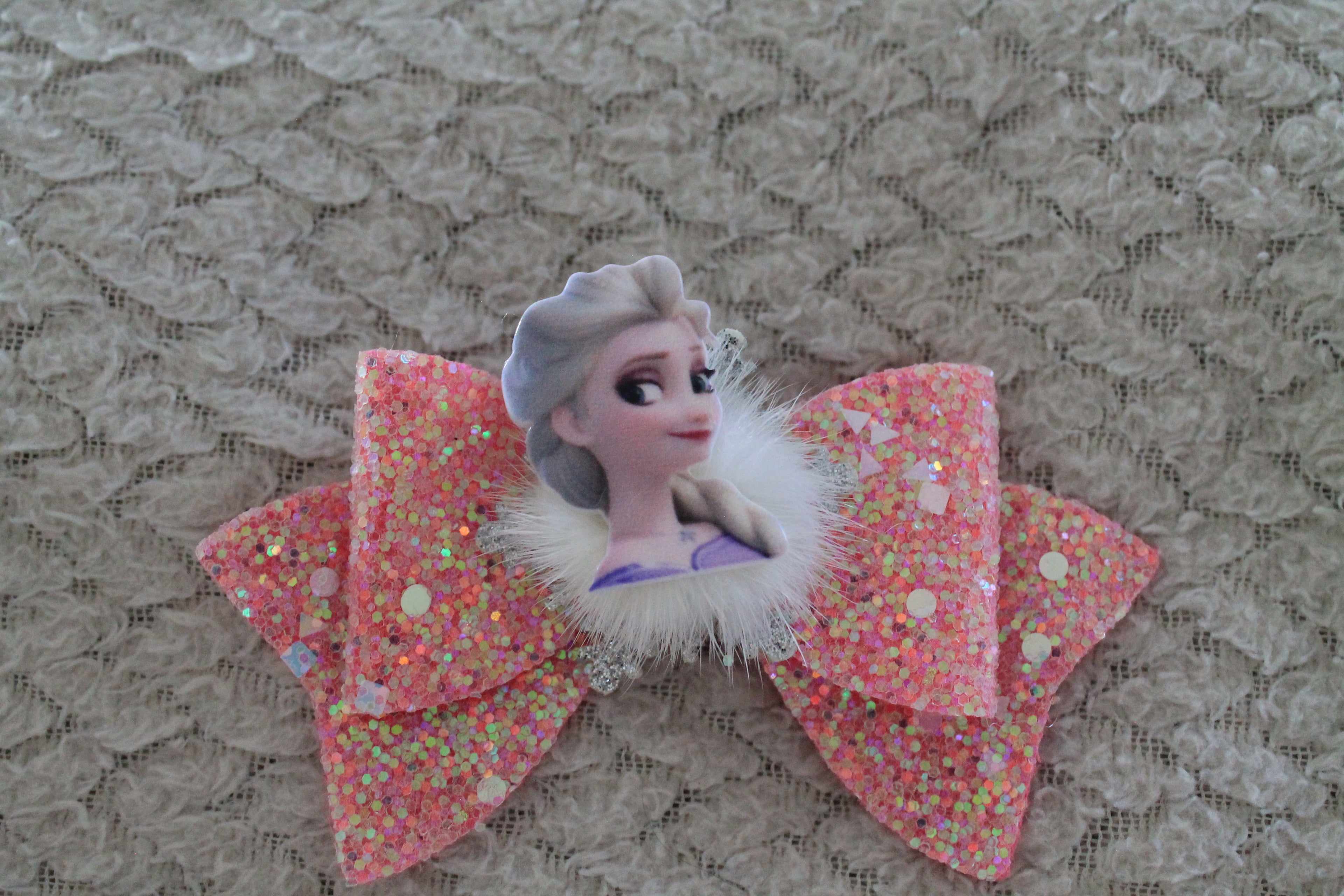Pink Ice & Snow Bow Hair Clip