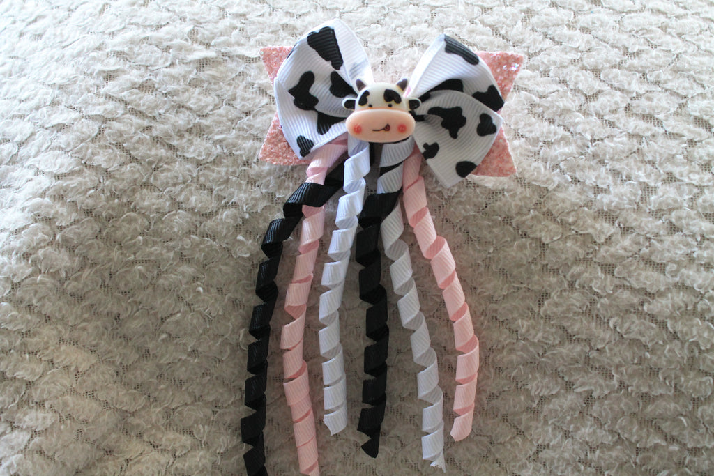Curly Cow  Bow  Hair Clip