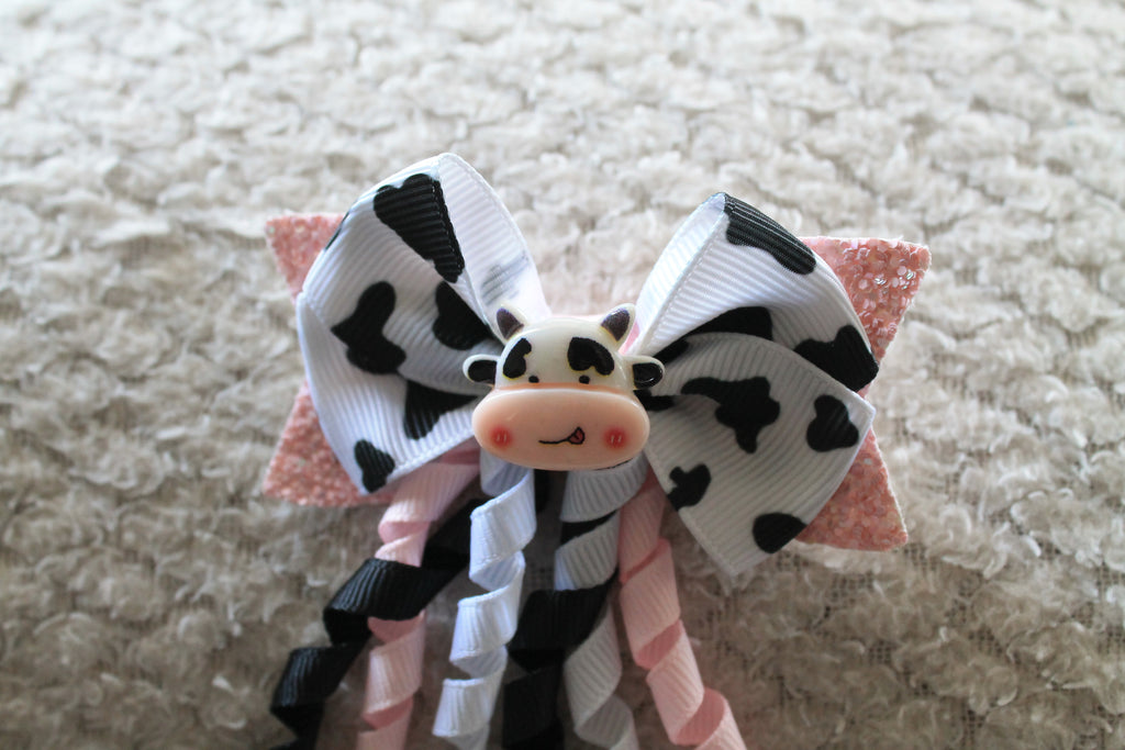Curly Cow  Bow  Hair Clip